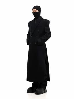 Mauroicardi Autumn Winter Long Warm Thick Fitted Black Wool Blends Coat Men Shoulder Pads Elegant Luxury Woolen Overcoat 2025