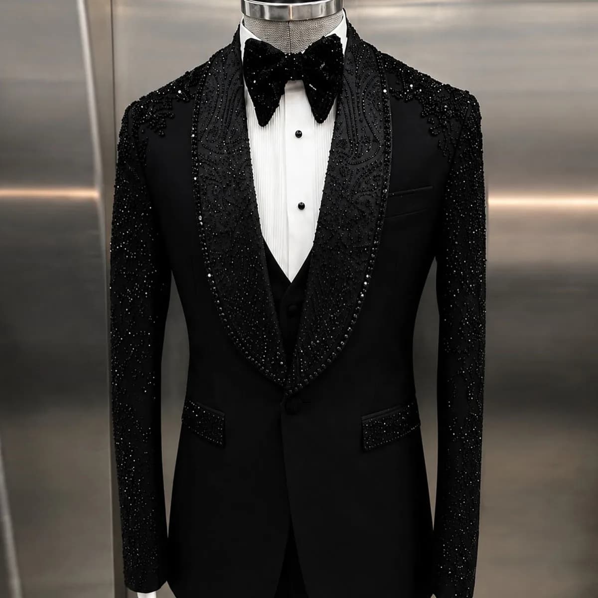 Customized Formal Men Suits 2 Piece Sets Diamond Male Prom Blazer Shawl Lapel Ropa hombre Slim Fit Groom Wedding Tuxedos