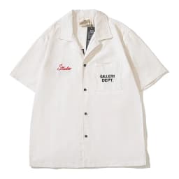 Gallery dept embroidery letters American retro old tooling short-sleeved shirt with