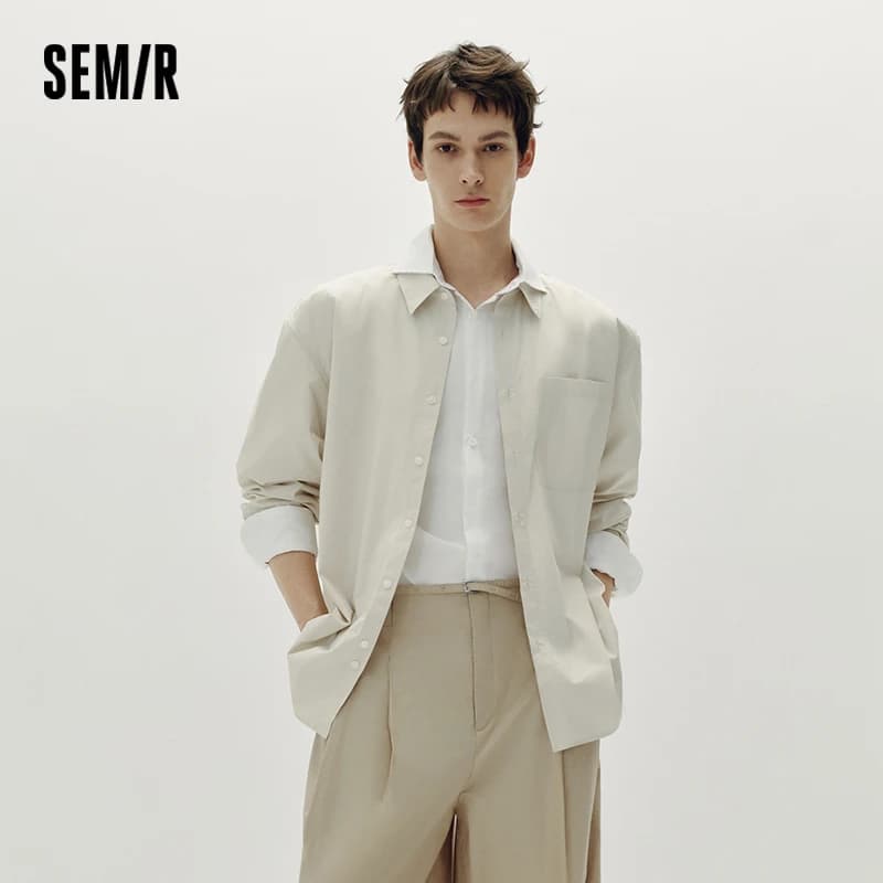 Semir Men Shirt Cotton Loose Lapel Pocket Outerwear Style Clean Utility Casual Blouse Autumn Layering Top Daily Wear 2026