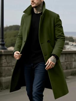 Men's Winter Mid-Length Coat Woolen Warm Coats Lining Double Breasted Lapel Jacket Street Wear Men's Clothing Outerwears