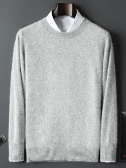 ANGEL Autumn Winter Men's O-neck Sweater Cashmere Pullovers Basic Casual Long Sleeve 100% Mink Cashmere Knitwear Male Clothing