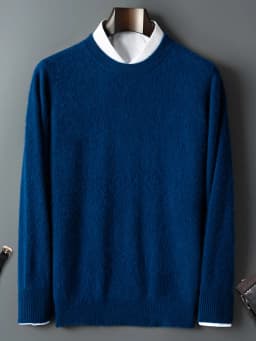 ANGEL Autumn Winter Men's O-neck Sweater Cashmere Pullovers Basic Casual Long Sleeve 100% Mink Cashmere Knitwear Male Clothing