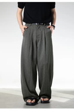 Men's Retro Striped Drape Trousers Loose Fit Old Money Style Casual Wide Leg Pants Fall Winter.
