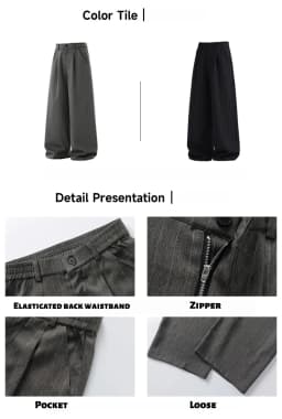 Men's Retro Striped Drape Trousers Loose Fit Old Money Style Casual Wide Leg Pants Fall Winter.