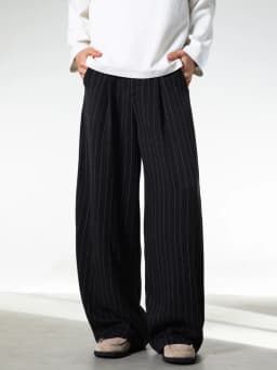 Men's Retro Striped Drape Trousers Loose Fit Old Money Style Casual Wide Leg Pants Fall Winter.