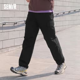 Semir Men Pants Loose Straight Outdoor Cargo Knee Pleat Drawstring Waist Utility Casual Autumn Trousers Daily Wear 2026