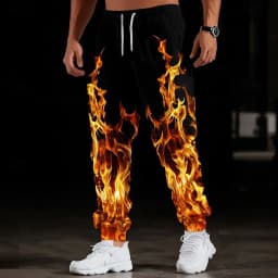 Optical Illusion Lightning Flame Men's Side Pockets Elastic Drawstring Sweatpants Joggers Pants Casual Trousers Fall Winter
