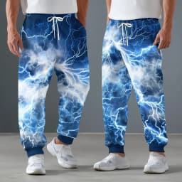 Optical Illusion Lightning Flame Men's Side Pockets Elastic Drawstring Sweatpants Joggers Pants Casual Trousers Fall Winter