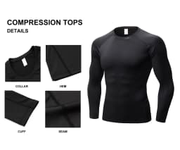LANBAOSI 3 Pack Men's Long Sleeve Compression Shirt Quick Drying Workout Undershirt Athletic Base Layer Tights for Running