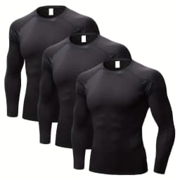 LANBAOSI 3 Pack Men's Long Sleeve Compression Shirt Quick Drying Workout Undershirt Athletic Base Layer Tights for Running