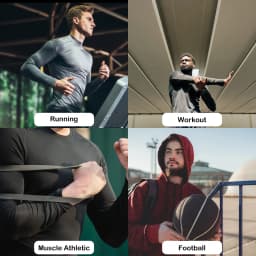 LANBAOSI 3 Pack Men's Long Sleeve Compression Shirt Quick Drying Workout Undershirt Athletic Base Layer Tights for Running