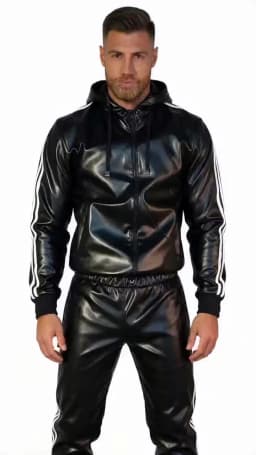 Men's PU Leather Suit Casual Sportswear Jogging Suit Sportswear  Men Outfit Set  Juicy Tracksuit