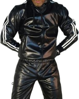 Men's PU Leather Suit Casual Sportswear Jogging Suit Sportswear  Men Outfit Set  Juicy Tracksuit