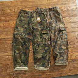 Cargo casual pants men's Japanese style outdoor multi-pocket loose retro elastic waist profile straight drum camouflage pants