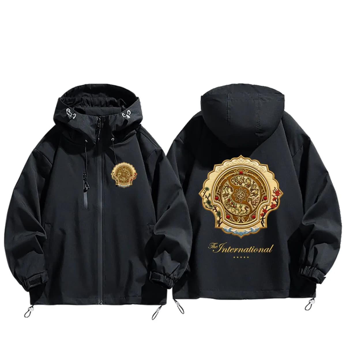 Men 3‑in‑1 Detachable Jacket Windproof Waterproof Windbreaker E‑sports Theme Warm Coat For Game Fans Outdoor Hiking‑Wear