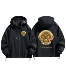 Men 3‑in‑1 Detachable Jacket Windproof Waterproof Windbreaker E‑sports Theme Warm Coat For Game Fans Outdoor Hiking‑Wear