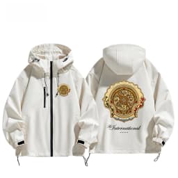 Men 3‑in‑1 Detachable Jacket Windproof Waterproof Windbreaker E‑sports Theme Warm Coat For Game Fans Outdoor Hiking‑Wear