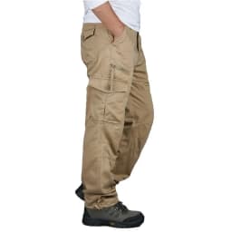 2026 New Winter Autumn Men Cargo Pants Cotton Straight Slacks Multi Pockets Casual Tactical Work Trousers