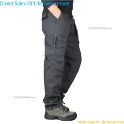 2026 New Winter Autumn Men Cargo Pants Cotton Straight Slacks Multi Pockets Casual Tactical Work Trousers