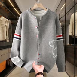 New Autumn Winter Men's Sweater Jacket, Single Breasted Knitted Pattern Embroidered Cardigan, British Fashionable Men's Clothing