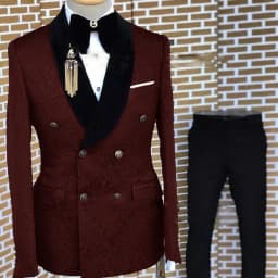 Gray Formal Suit for Men Floral Jacket Pants 2 Piece Set Party Wedding Groom Tuxedo Elegant Men's Suit Handsome Blazer