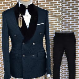 Gray Formal Suit for Men Floral Jacket Pants 2 Piece Set Party Wedding Groom Tuxedo Elegant Men's Suit Handsome Blazer