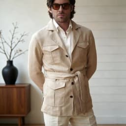 Safari Linen Suits for Men with Belt 2 Pieces Single Breasted Wedding Tuxedo for Groomsmen Formal Events Daily Wear Prom 2026
