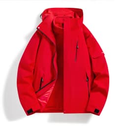 Men Women 3‑In‑1 Detachable Fleece Liner Jacket Color Block Waterproof Windproof Hooded Hiking Camping Winter Coat