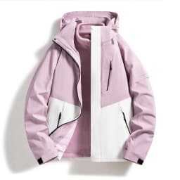 Men Women 3‑In‑1 Detachable Fleece Liner Jacket Color Block Waterproof Windproof Hooded Hiking Camping Winter Coat