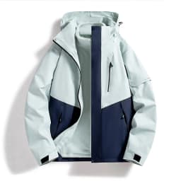 Men Women 3‑In‑1 Detachable Fleece Liner Jacket Color Block Waterproof Windproof Hooded Hiking Camping Winter Coat
