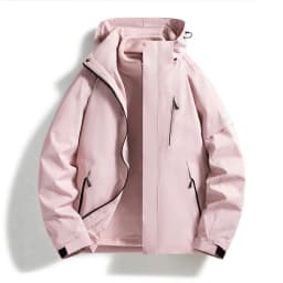 Men Women 3‑In‑1 Detachable Fleece Liner Jacket Color Block Waterproof Windproof Hooded Hiking Camping Winter Coat