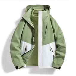 Men Women 3‑In‑1 Detachable Fleece Liner Jacket Color Block Waterproof Windproof Hooded Hiking Camping Winter Coat