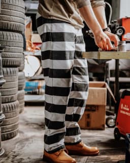 2025 Autumn New American Retro Heavyweight Canvas Black White Stripes Men's Motorcycle Pants Straight Washed Cargo Trousers