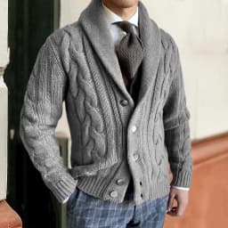 KIDWHXR Autumn Winter Men Knitted Sweaters Lapel Long Sleeve Button-up Man Cardigans Business Casual Solid Vintage Male Coats