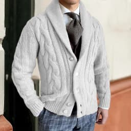 KIDWHXR Autumn Winter Men Knitted Sweaters Lapel Long Sleeve Button-up Man Cardigans Business Casual Solid Vintage Male Coats