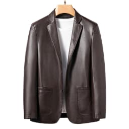 YN-2330 Natural Sheep Leather Casual Suit Men's Jacket Slim Spring and Autumn Thin Section Black Brown