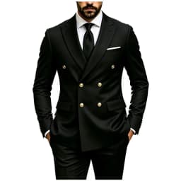 Men's Peak Lapel Double Breasted Golden Button Flap Pocket Business Commute Suit Men Trending Luxury Formal Slim Fit Groom Suit