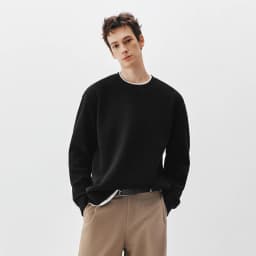 Semir Men Sweatshirt Fleece Lined Waffle Texture Layered Look Long Sleeve Everyday Style 2026 Winter Warm Layer Soft Comfort