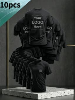 10-Piece Custom-Made Quick-Drying Short-Sleeved T-Shirts for Men. DIY Upload Pictures with Logos and Text Prints