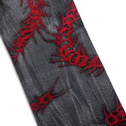 European and American style heavy industry thorn red embroidered jeans men's washed black personalized street trousers