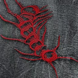 European and American style heavy industry thorn red embroidered jeans men's washed black personalized street trousers