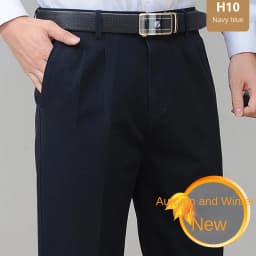 High Waist Double Pleated Casual Mens Pants 100% Cotton Black Khaki Yellow Clothing Straight Loose Work Trousers Men 40 42