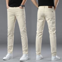 2025 spring/summer high end luxury fashion jeans for men, elastic trend versatile, slim fit, simple and casual pants