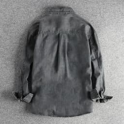 Heavy washing to do old vintage denim shirt men's double pocket design trend Europe and the United States casual shirt coat