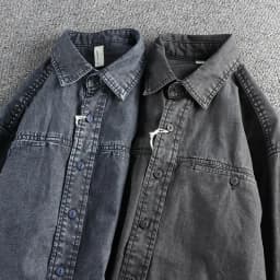 Heavy washing to do old vintage denim shirt men's double pocket design trend Europe and the United States casual shirt coat
