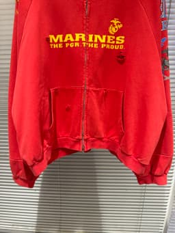 Fake Two Pieces Embroidery Flag Red PROJECT G/R Hole Damaged Zipper Hoodie Men Women Vintage Washed Distressed Loose Pullovers