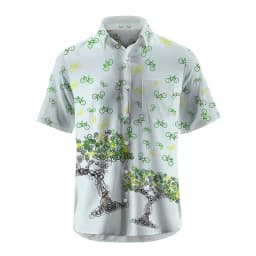 Men's Shirt Short Sleeve Plaid Bicycle Print Button Shirt Summer Beach Shirt Camping Shirt Men's Short Sleeve Shirt