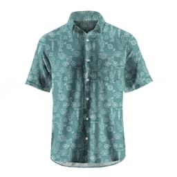 Men's Shirt Short Sleeve Plaid Bicycle Print Button Shirt Summer Beach Shirt Camping Shirt Men's Short Sleeve Shirt