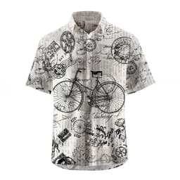 Men's Shirt Short Sleeve Plaid Bicycle Print Button Shirt Summer Beach Shirt Camping Shirt Men's Short Sleeve Shirt